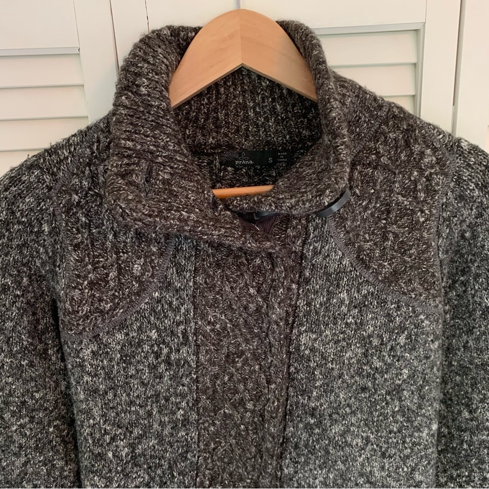 prAna Angelica Duster Cardigan Sweater Jacket Women S Gray Cable Knit Mid-Length - Picture 2 of 13